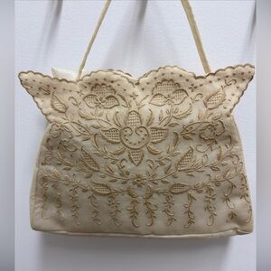 Vintage Elegant Cream Embroidered Women's Bag